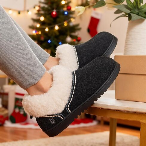 LongBay Women's Cozy Bootie Slippers Memory Foam Warm House Shoes with Fluffy Collar Non-Slip Indoor Outdoor in Saudi Arabia