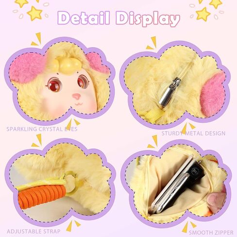 9inch Plush Bag Collection Crossbody Bags, Cute Girl Purses Fun & Unique Handbag Plush Shoulder Bag with Strap, Pockets in Saudi Arabia