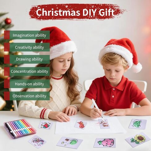 Liktoy 74Pcs Magic Foam Texture Painting Kit, 42Pcs Foam Texture Paper, 24 Colorful Brush, 2 Water Brushes, 3D Effect Texture Painting Set, Ideal for Halloween, Christmas, Birthday Gifts in Saudi Arabia
