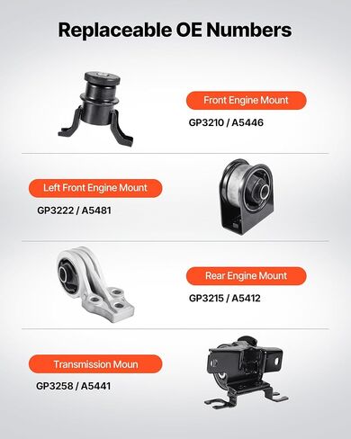 حامل محرك VEVOR، مجموعة من 4، متوافق مع 2009-2012 Ford Escape 2.5L L4، استبدل OE# A5446، A5481، A5412، A5441، دعم آمن in Saudi Arabia