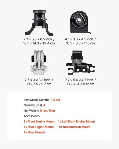 حامل محرك VEVOR، مجموعة من 4، متوافق مع 2009-2012 Ford Escape 2.5L L4، استبدل OE# A5446، A5481، A5412، A5441، دعم آمن in Saudi Arabia