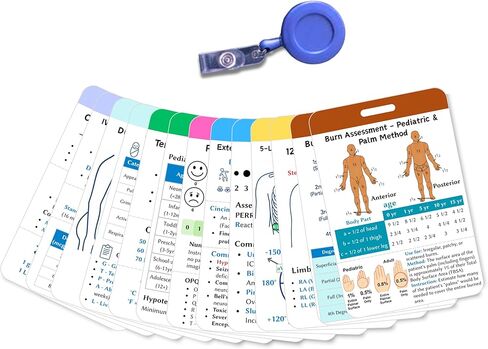 Complete EMT Badge Card Set of 13 Cards - Waterproof Pocket Guide with Vital Signs & EKG - Essential Gear, Accessories & Supplies for EMS, Paramedics, First Responders & Nursing Students in Saudi Arabia