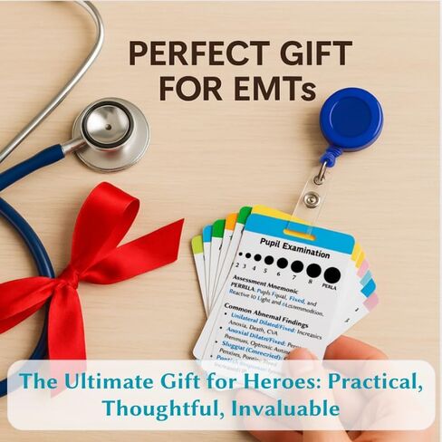 Complete EMT Badge Card Set of 13 Cards - Waterproof Pocket Guide with Vital Signs & EKG - Essential Gear, Accessories & Supplies for EMS, Paramedics, First Responders & Nursing Students in Saudi Arabia