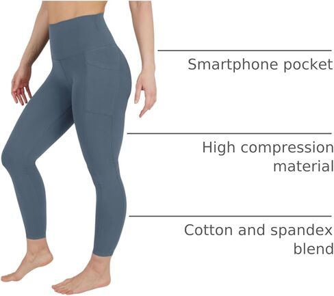 90 Degree By Reflex Cotton High Waist Ankle Length Compression Leggings with Elastic Free Waistband in Saudi Arabia