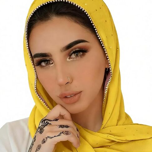 ANKOMINA Women Soft Chiffon Rhinestone Long Scarf Shawl Fashion Muslim Hijab Head Wrap Scarves in Saudi Arabia