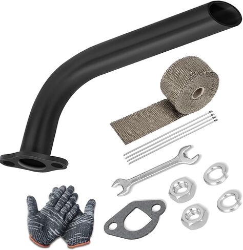 أنبوب عادم دراجة صغير، متوافق مع CT200u Coleman BT200X CT200U-EX KT196 محركات صغيرة، المفترس 212cc 224cc 196cc 6.5HP GX160 GX200، وصلة أنبوب عادم فضي (أسود) in Kuwait
