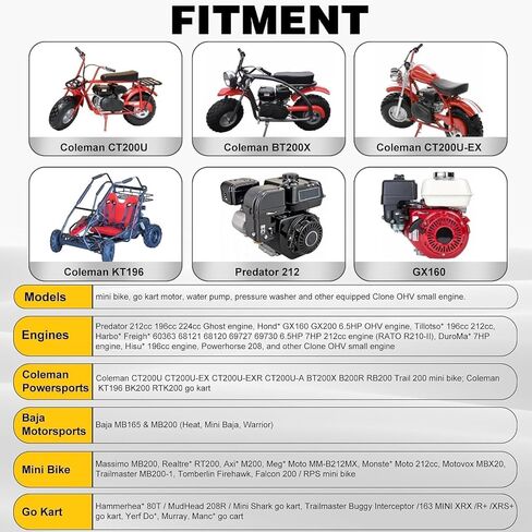 أنبوب عادم دراجة صغير، متوافق مع CT200u Coleman BT200X CT200U-EX KT196 محركات صغيرة، المفترس 212cc 224cc 196cc 6.5HP GX160 GX200، وصلة أنبوب عادم فضي (أسود) in Kuwait