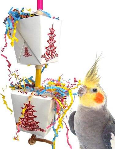 Bonka Bird Toys 3875 Take Out Small Medium Bird Toy Oyster Pail Treat Box Foraging Paper Chew Shred Cockatiel Parakeet Conures and Other Similar Birds in Kuwait
