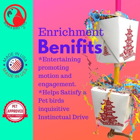 Bonka Bird Toys 3875 Take Out Small Medium Bird Toy Oyster Pail Treat Box Foraging Paper Chew Shred Cockatiel Parakeet Conures and Other Similar Birds in Kuwait