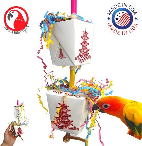 Bonka Bird Toys 3875 Take Out Small Medium Bird Toy Oyster Pail Treat Box Foraging Paper Chew Shred Cockatiel Parakeet Conures and Other Similar Birds in Kuwait