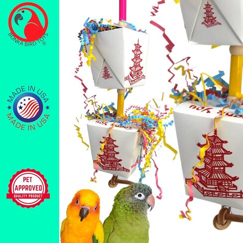Bonka Bird Toys 3875 Take Out Small Medium Bird Toy Oyster Pail Treat Box Foraging Paper Chew Shred Cockatiel Parakeet Conures and Other Similar Birds in Kuwait