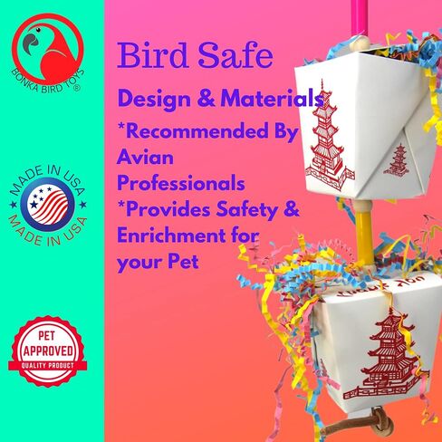 Bonka Bird Toys 3875 Take Out Small Medium Bird Toy Oyster Pail Treat Box Foraging Paper Chew Shred Cockatiel Parakeet Conures and Other Similar Birds in Kuwait
