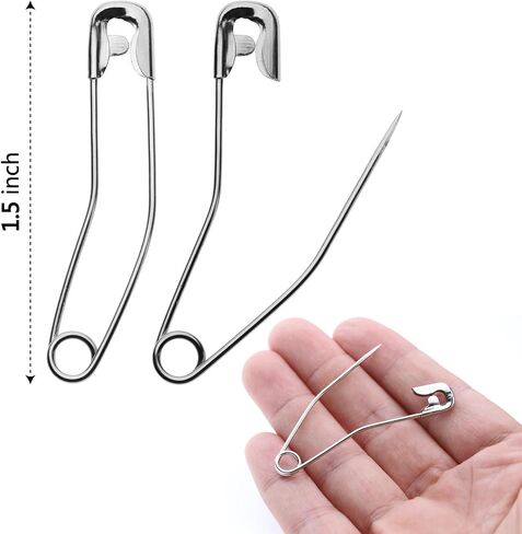 Quilt Safety Pin Curve 28mm 32mm 38mm 54mm Assorted Sizes Sewing Supply Large Curve Safety Pin Quilt Stainless Steel Fabric Pin Baste for Quilting Knitting Sew Quilt Supply Quilting Pin 160PCS in Saudi Arabia