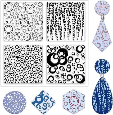 1Pcs Bubble Polymer Clay Texture Mat, Round Clay Modeling Pattern Pad Clear Texture Stamps for DIY Clay Jewelry Earrings, 5.5x5.5 Inches in Saudi Arabia
