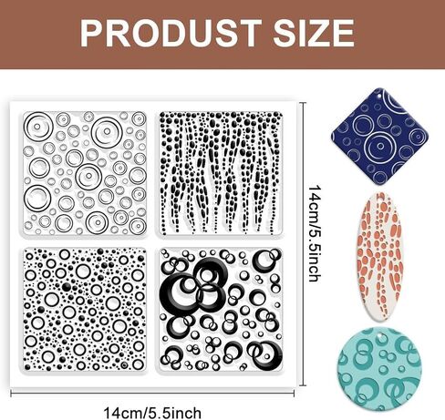 1Pcs Bubble Polymer Clay Texture Mat, Round Clay Modeling Pattern Pad Clear Texture Stamps for DIY Clay Jewelry Earrings, 5.5x5.5 Inches in Saudi Arabia