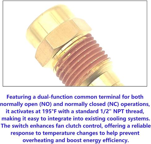 195 Degree Temperature Switch 8037050P, 1/2" NPT NO/NC Fan Clutch Control Sensor for Truck Trailer Bus, Replaces NAV 1685132C92 in Saudi Arabia