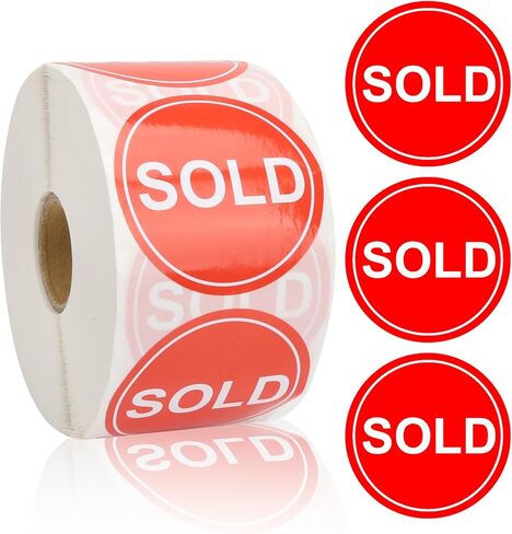 800 قطعة من الملصقات المباعة مقاس 1 بوصة، ملصقات تسعير لنقاط البيع، ذاتية اللصق، ملصقات مراقبة المخزون من أجل متجر ساحة البيع بالتجزئة للاستخدام باللون الأحمر in Kuwait