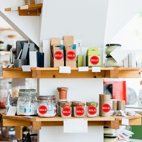 800 قطعة من الملصقات المباعة مقاس 1 بوصة، ملصقات تسعير لنقاط البيع، ذاتية اللصق، ملصقات مراقبة المخزون من أجل متجر ساحة البيع بالتجزئة للاستخدام باللون الأحمر in Kuwait