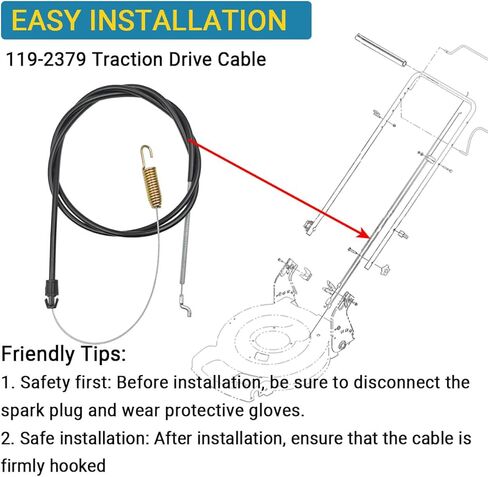 مجموعة استبدال كابل الفرامل 112-8818 و119-2379 لكابل محرك الجر لجزازات إعادة التدوير تورو 22 بوصة - تناسب الموديلات 20330، 20331، 20339، 20350، 20351، 20370 والمزيد in Kuwait