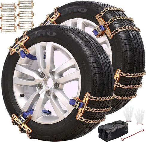 Snow Tire Chains, Universal Car Emergency Anti Slip Snow Chains, 6 Pack Winter Security Tire Chains, Tire Width 225-275mm(8.9-10.8 inch) for Most Cars/SUV/Trucks(Large) in Saudi Arabia