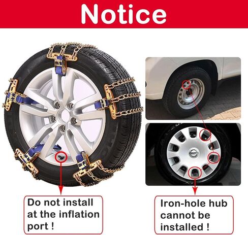 Snow Tire Chains, Universal Car Emergency Anti Slip Snow Chains, 6 Pack Winter Security Tire Chains, Tire Width 225-275mm(8.9-10.8 inch) for Most Cars/SUV/Trucks(Large) in Saudi Arabia