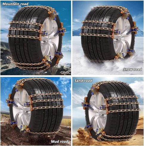 Snow Tire Chains, Universal Car Emergency Anti Slip Snow Chains, 6 Pack Winter Security Tire Chains, Tire Width 225-275mm(8.9-10.8 inch) for Most Cars/SUV/Trucks(Large) in Saudi Arabia