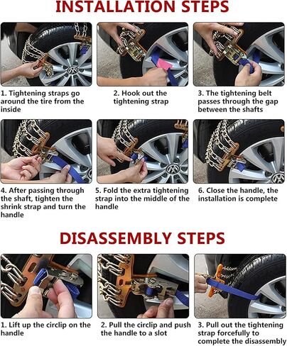 Snow Tire Chains, Universal Car Emergency Anti Slip Snow Chains, 6 Pack Winter Security Tire Chains, Tire Width 225-275mm(8.9-10.8 inch) for Most Cars/SUV/Trucks(Large) in Saudi Arabia