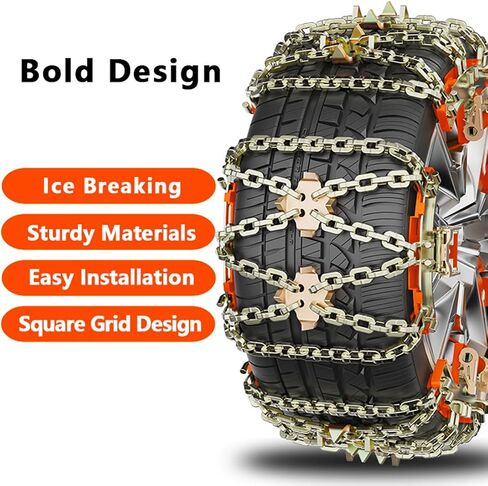 Tire Chains, Snow Chains for Car/SUV/Pickup, for Tire Width（225-285mm), Adjustable Universal Emergency Thickening Chains, 6PCS in Saudi Arabia