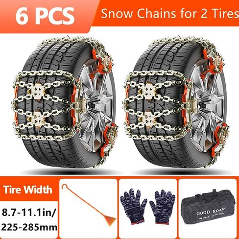Tire Chains, Snow Chains for Car/SUV/Pickup, for Tire Width（225-285mm), Adjustable Universal Emergency Thickening Chains, 6PCS in Saudi Arabia
