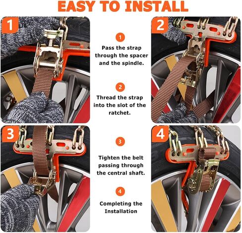 Tire Chains, Snow Chains for Car/SUV/Pickup, for Tire Width（225-285mm), Adjustable Universal Emergency Thickening Chains, 6PCS in Saudi Arabia