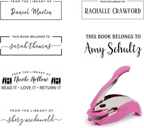 Generic Custom Book Embosser, Personalized Library Embosser, Choose from 15 Designs, Pink in Kuwait