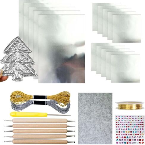 Embossing Foil, 15 Pack Metal Embossing Foil Sheets, 0.07mm Thick Gold/Silver Christmas Art Embossings Tin Foils Sheet for Engraving, Stamping, Painting, Scrapbooking & Handcraft (Gold Set) in Saudi Arabia
