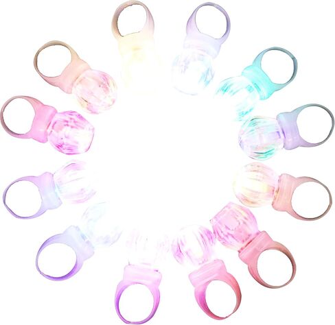 LED Light up Rings, Colorful Led Bumpy Plastic Diamond Rings Toys for Birthday Bachelorette Bridal Shower Gatsby Party Favors, Clear Case 30 Pack in Saudi Arabia