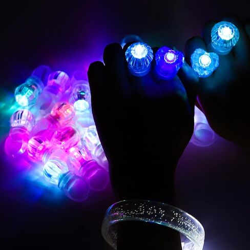 LED Light up Rings, Colorful Led Bumpy Plastic Diamond Rings Toys for Birthday Bachelorette Bridal Shower Gatsby Party Favors, Clear Case 30 Pack in Saudi Arabia