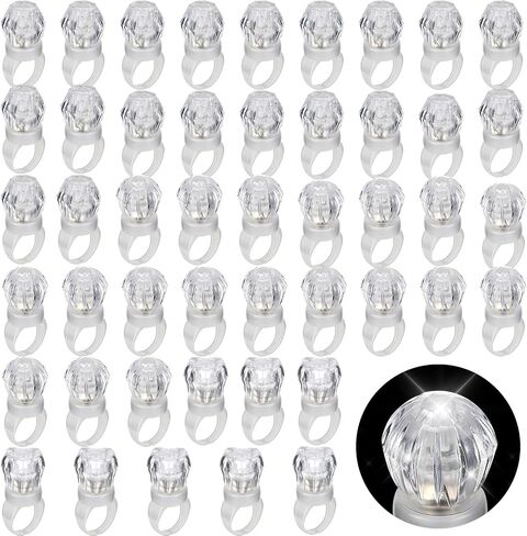 Retisee 50 Pack LED Light Up Rings Bachelorette Party Favors Toy Grow in The Dark Bachelorette Party Decoration Flashing Diamond Bling Rings for Birthday Weddings Bridal Shower Favors(White) in Saudi Arabia