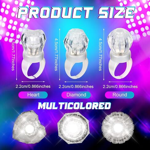 Retisee 50 Pack LED Light Up Rings Bachelorette Party Favors Toy Grow in The Dark Bachelorette Party Decoration Flashing Diamond Bling Rings for Birthday Weddings Bridal Shower Favors(White) in Saudi Arabia