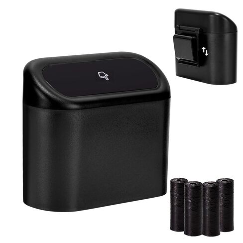 Ginsco 2 Pack Mini Car Trash Can with Lid, Small Car Garbage Can, Cute Leakproof ABS Trash Bin, Cars Accessories for Interior, Garbage Bin for Car, Home, Office with 120pcs Trash Bags Black in Saudi Arabia
