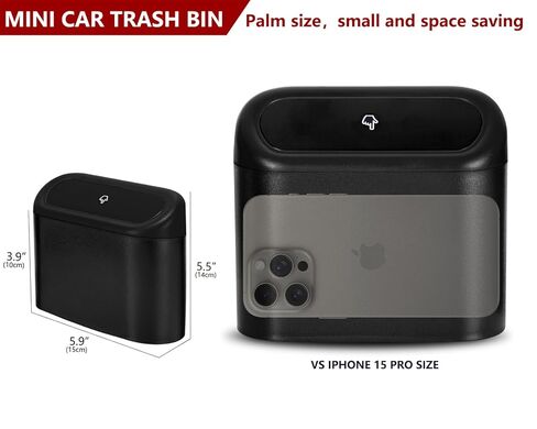 Ginsco 2 Pack Mini Car Trash Can with Lid, Small Car Garbage Can, Cute Leakproof ABS Trash Bin, Cars Accessories for Interior, Garbage Bin for Car, Home, Office with 120pcs Trash Bags Black in Saudi Arabia