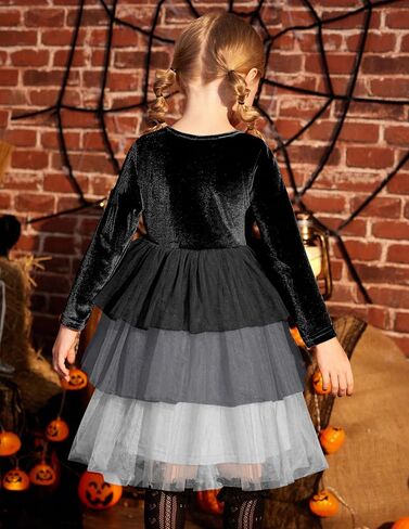 فستان Arshiner للأطفال الصغار من المخمل للفتيات من التول توتو للخريف والشتاء بأكمام طويلة وطبقات لحفلات العطلات من 2 إلى 8 سنوات in Kuwait