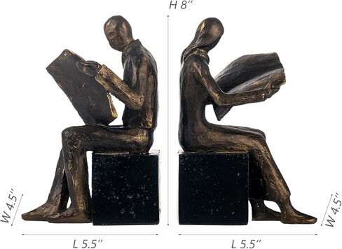 Lukitas White Angel Book Ends, Heavy Duty Decorative Bookends, Nonskid Book Stoppers, Creative Ornaments for Study Room Office Home Decor, Resin, 1Pair/2Piece in Saudi Arabia