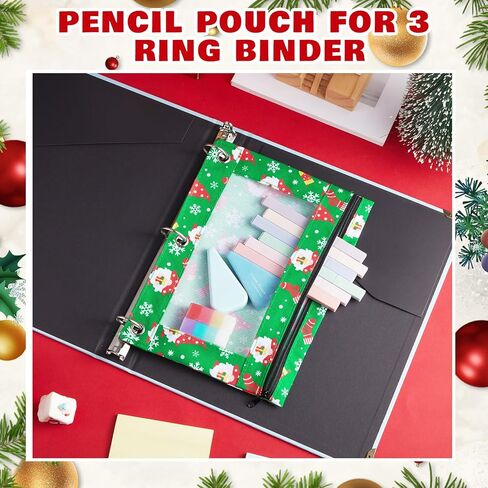 24 Pack Christmas Teacher Pencil Pouch Gift Bulk Pencil Pouch for 3 Ring Binder Zipper Pouches with Clear Window for Teacher Office Christmas Party Supplies in Saudi Arabia