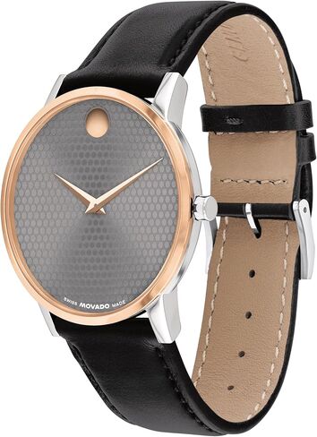 موفادو ساعة ميوزيوم للرجال من الستانلس ستيل بمينا مقعر منقط وسوار فضي واسود (607269), فضي أسود, ستراب in Saudi Arabia