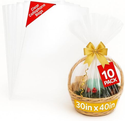 Clear Cellophane Wrap Roll (35in x 50ft) - Folded Cellophane Wrap for Gift Baskets, Cellophane for Flowers Bouquets in Saudi Arabia