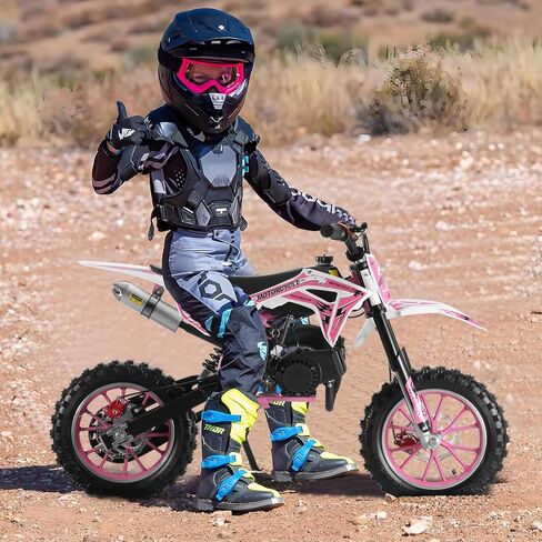 50cc Dirt Bike for Adults & Kids-Kids Dirt Bike 2-Stroke Gas Powered Off Road Motorcycle Mini Bikes with Speeds up to 40 MPH for Uphill and Off-Road Conditions Pull Start ﻿ Pink in Saudi Arabia