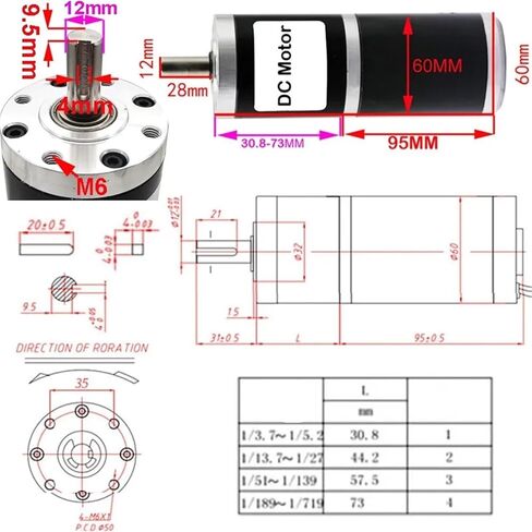 JGB37-3650 DC Planetary Gear Motor, 24V 10RPM, Metal Construction, High Torque 2.29-114kgf.cm, Double Screw Locking, Pure Copper Coil, Keyway Output Shaft (12v 50rpm 22kgf.cm) in Saudi Arabia