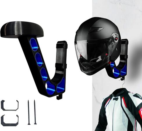 شماعة خوذة مثبتة على الحائط - شماعة خوذة مطبوعة ثلاثية الأبعاد عالية التحمل للدراجات النارية، والألعاب، وخوذة كرة القدم، والقبعة، وخوذة الدراجة، وإكسسوارات الدراجات النارية - مطبوعة ثلاثية الأبعاد (أزرق ياقوتي) in Kuwait