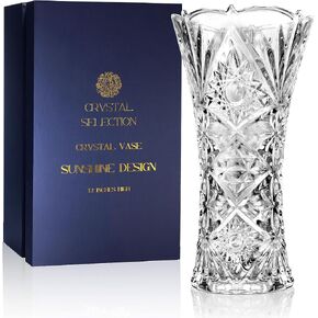 CS Crystal Vase 12-inch high, Cabbage Design, for Flowers & Decor. Lovely Nice Shiny Piece. Perfect as a Gift, Suitable for All Occasions in Kuwait