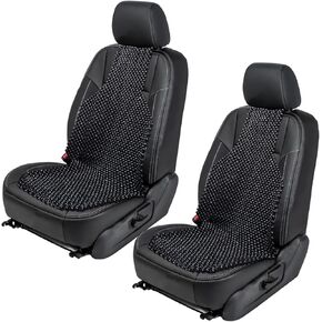 ZONETECH Wood Beaded Seat Cushion, Premium Quality, Black, Car Massaging, Double Strung, Stress Free (1 Pack) in Kuwait