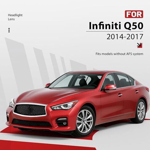عدسة المصباح الأمامي اليسرى HECASA متوافقة مع موديلات 2014-2022 Infiniti Q50 بدون نظام AFS للمصابيح الأمامية وغطاء عدسة المصباح الأمامي - جانب السائق in Kuwait