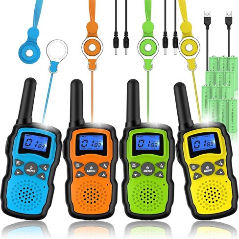 wishouse walkie talkies قابلة للشحن للأطفال البالغين طويلة المدى، هدية عيد ميلاد عيد الميلاد للأولاد والبنات 3 4 5 6 7 8 9 10 سنوات، المشي لمسافات طويلة التخييم والعتاد ألعاب أفكار اللعب مع مصباح يدوي، vox، سهلة الاستخدام 4 حزمة in Kuwait